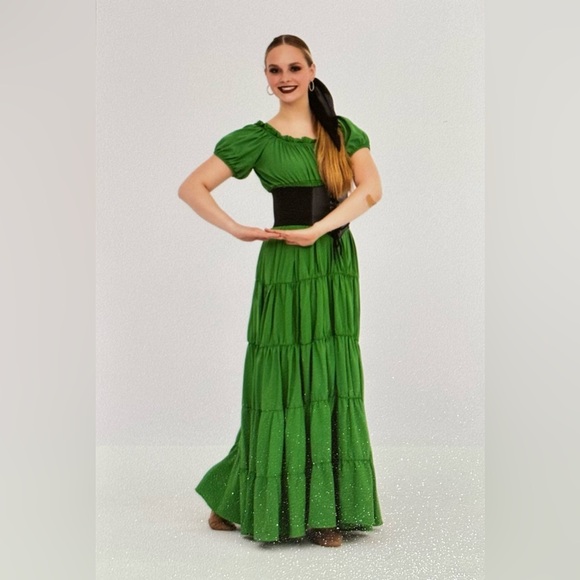 Green Peasant Style Dance Costume Dress size medium adult - Picture 3 of 3